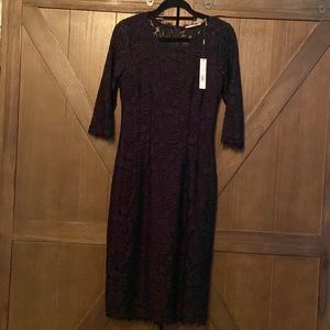 Tahari Black Lace Midi Dress